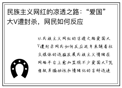 民族主义网红的凉透之路：“爱国”大V遭封杀，网民如何反应